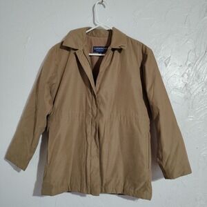 London Fog Jacket Women XS Petit Dark Sueded Feel Full Zip Classic Fleece Lined